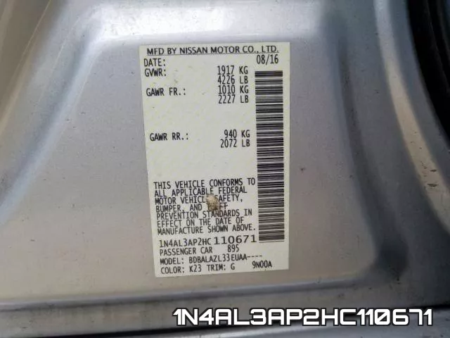 1N4AL3AP2HC110671 фото 2