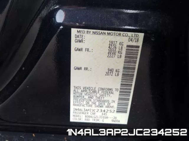 1N4AL3AP2JC234252 фото 2