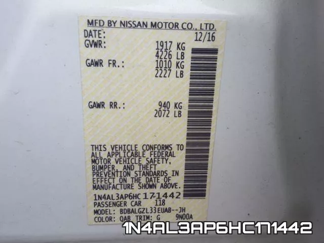 1N4AL3AP6HC171442 фото 2