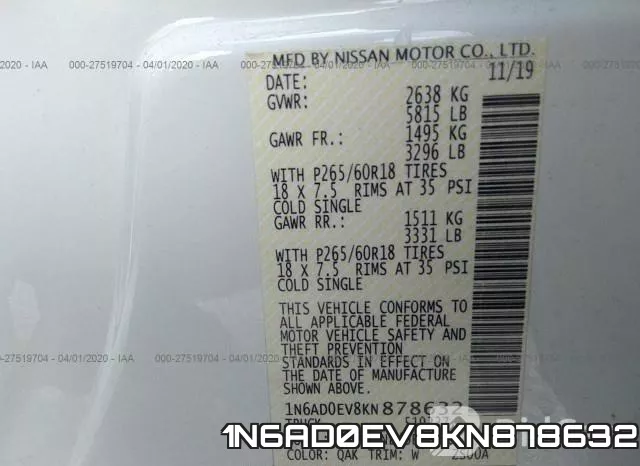 1N6AD0EV8KN878632 фото 10