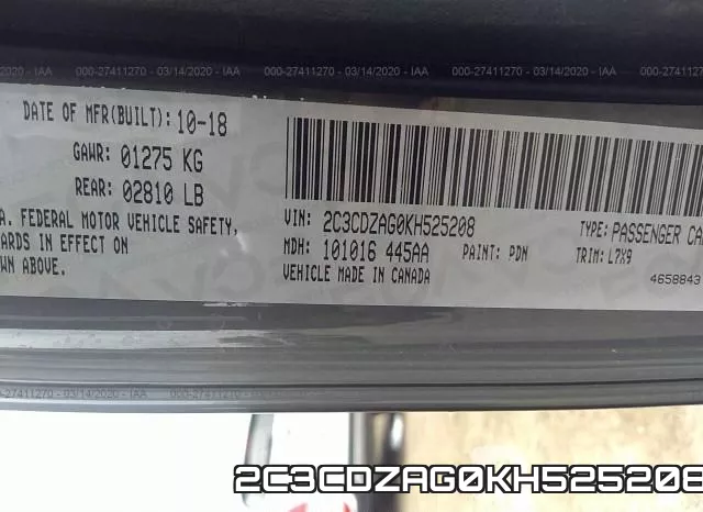 2C3CDZAG0KH525208 фото 10