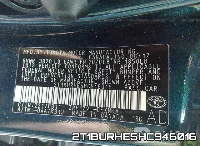 2T1BURHE5HC946016 фото 10