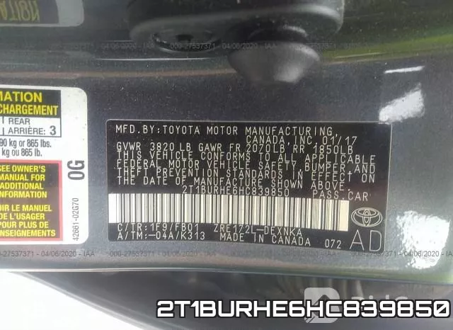 2T1BURHE6HC839850 фото 10