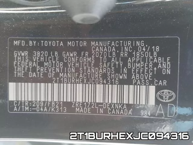 2T1BURHEXJC094316 фото 2