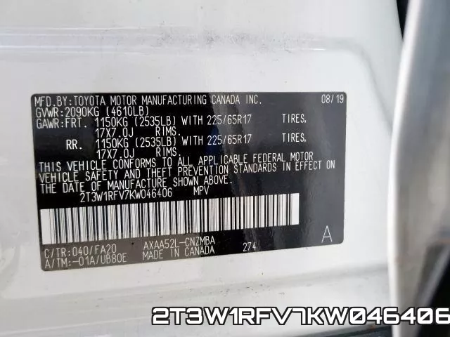 2T3W1RFV7KW046406 фото 2