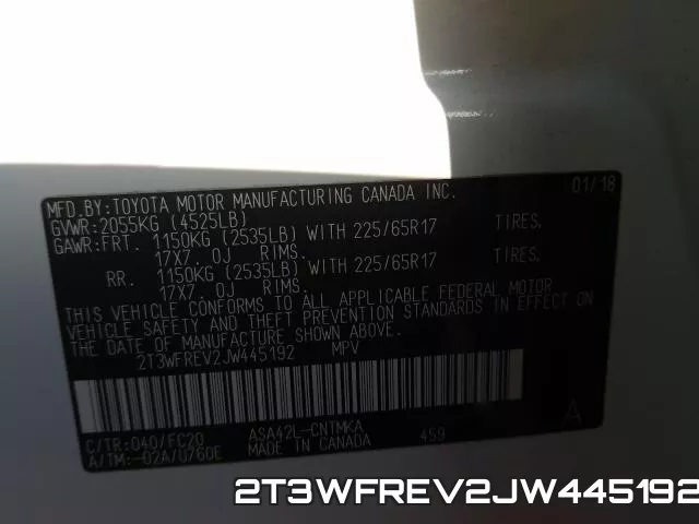 2T3WFREV2JW445192 фото 2