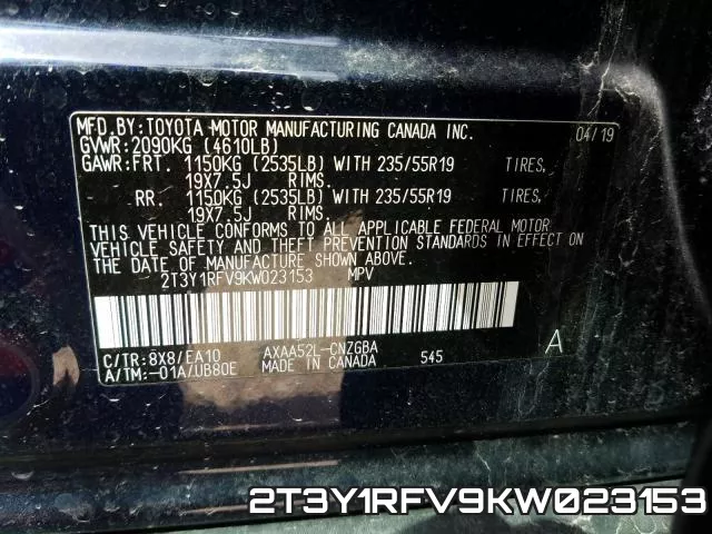2T3Y1RFV9KW023153 фото 2
