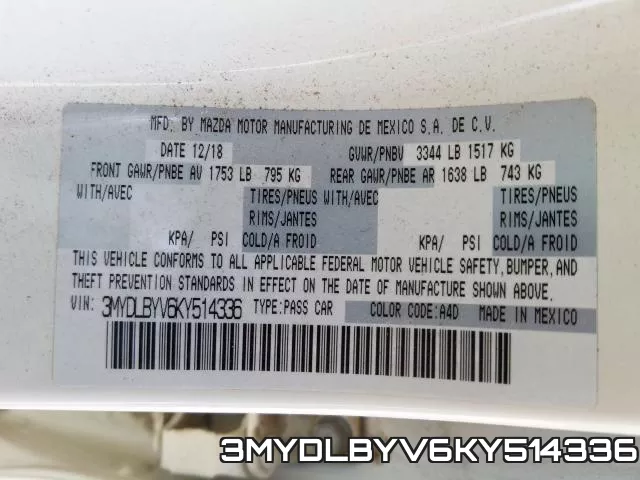 3MYDLBYV6KY514336 фото 2