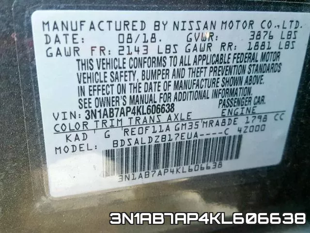 3N1AB7AP4KL606638 фото 2