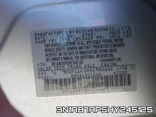 3N1AB7AP5HY245125 фото 2