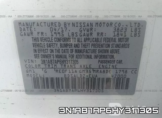 3N1AB7AP6HY317305 фото 10