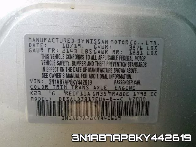 3N1AB7AP8KY442619 фото 2