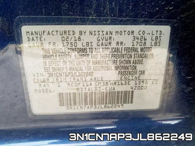 3N1CN7AP3JL862249 фото 2