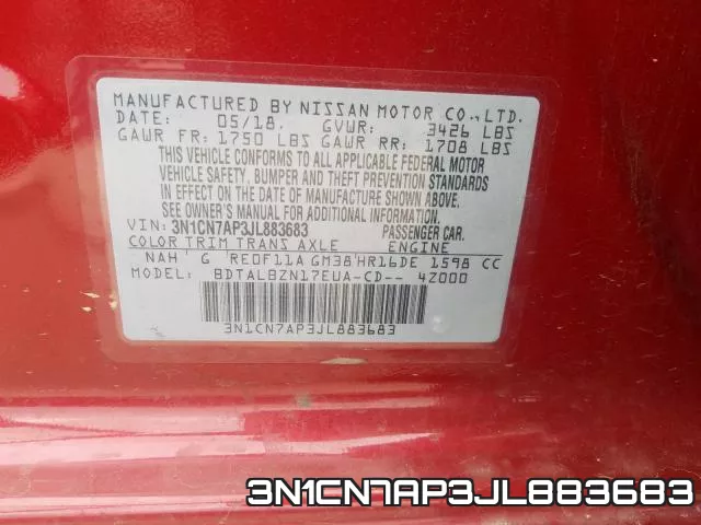 3N1CN7AP3JL883683 фото 2