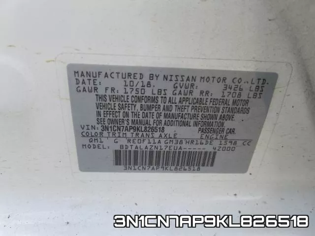 3N1CN7AP9KL826518 фото 2