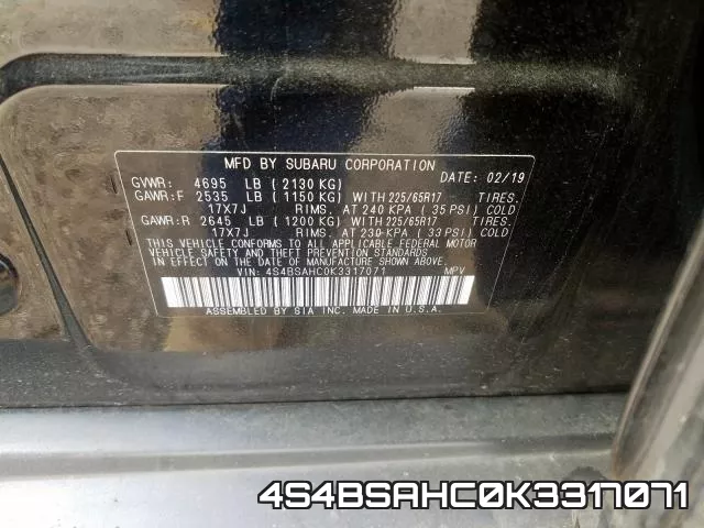 4S4BSAHC0K3317071 фото 2
