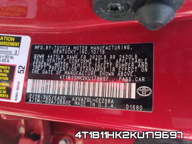 4T1B11HK2KU179697 фото 2