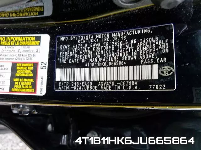 4T1B11HK6JU665864 фото 2