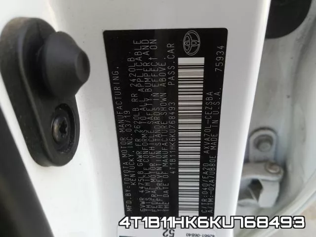 4T1B11HK6KU768493 фото 2