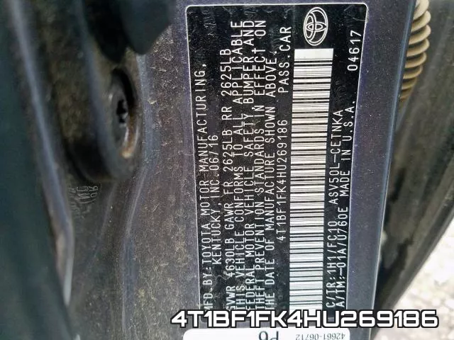 4T1BF1FK4HU269186 фото 2