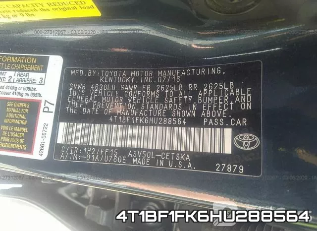 4T1BF1FK6HU288564 фото 10