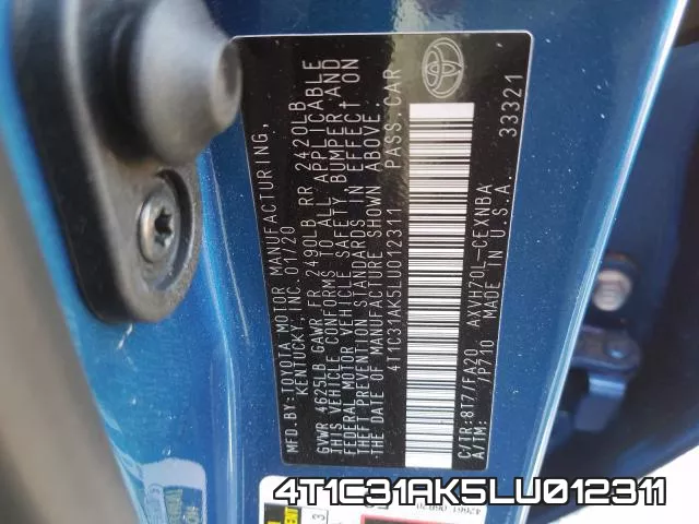 4T1C31AK5LU012311 фото 2