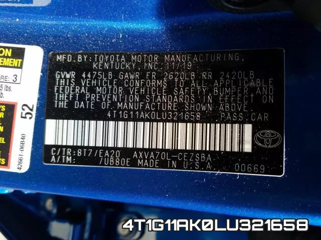 4T1G11AK0LU321658 фото 2