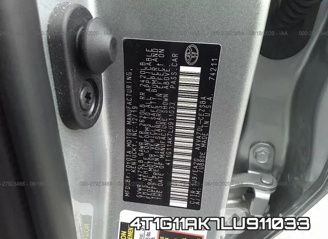 4T1G11AK7LU911033 фото 10