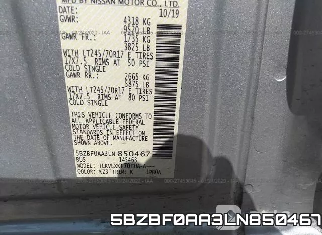 5BZBF0AA3LN850467 фото 10