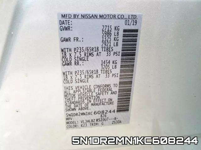 5N1DR2MN1KC608244 фото 2