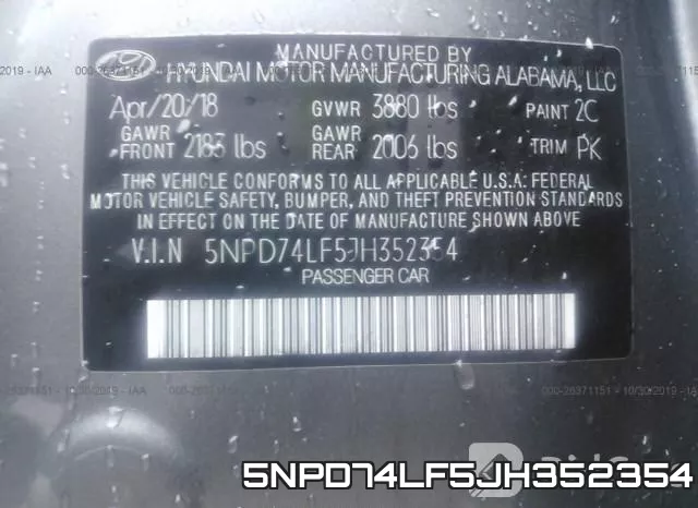 5NPD74LF5JH352354 фото 10