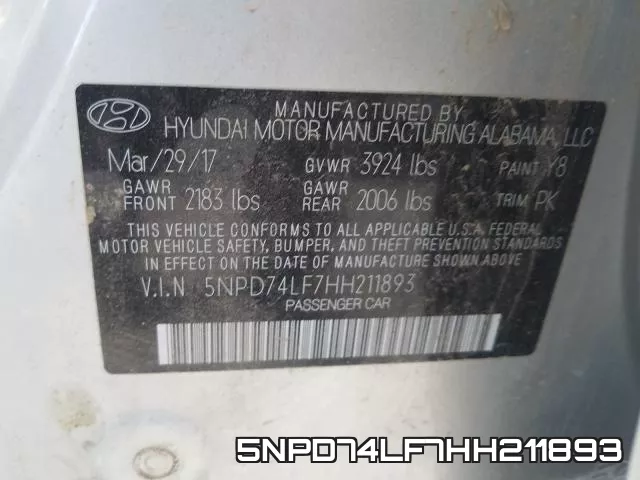 5NPD74LF7HH211893 фото 2