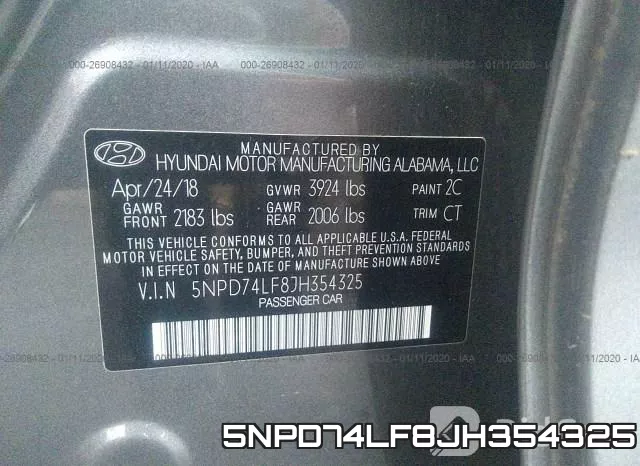 5NPD74LF8JH354325 фото 10