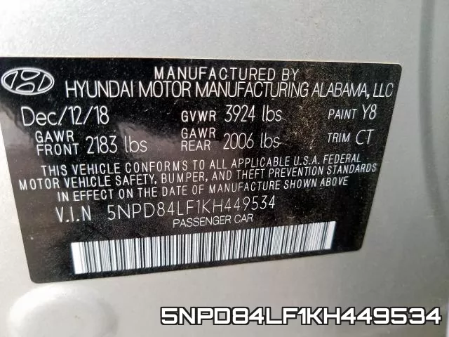 5NPD84LF1KH449534 фото 2