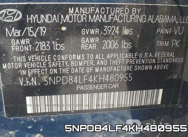 5NPD84LF4KH480955 фото 10