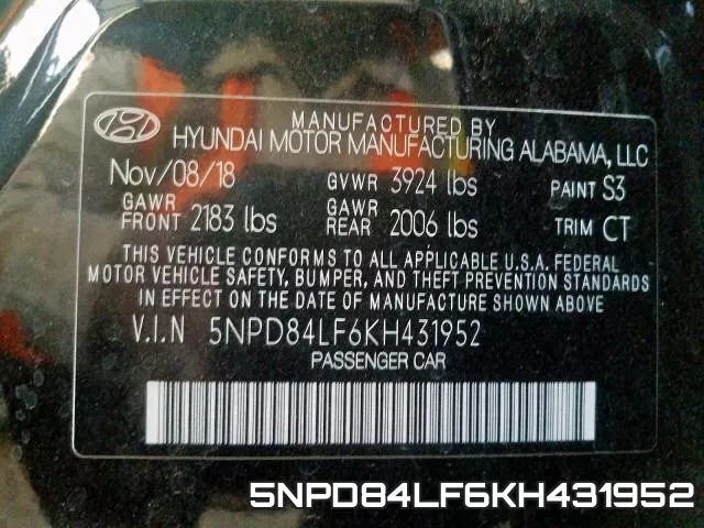 5NPD84LF6KH431952 фото 2