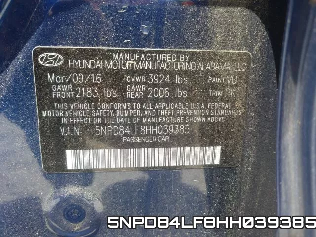 5NPD84LF8HH039385 фото 2