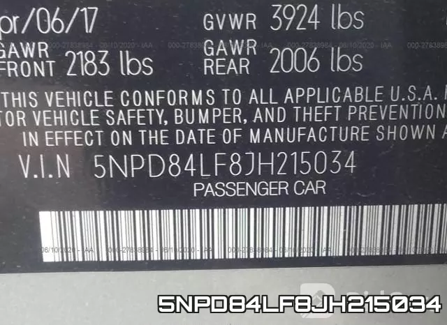 5NPD84LF8JH215034 фото 10