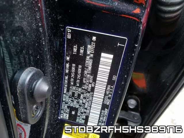 5TDBZRFH5HS389176 фото 2