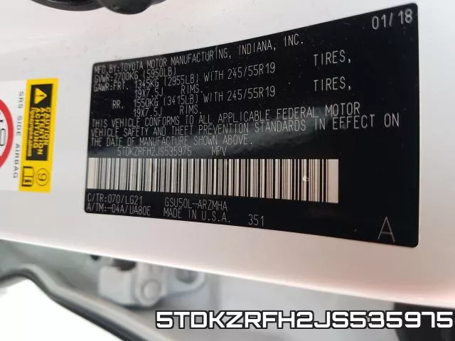 5TDKZRFH2JS535975 фото 2