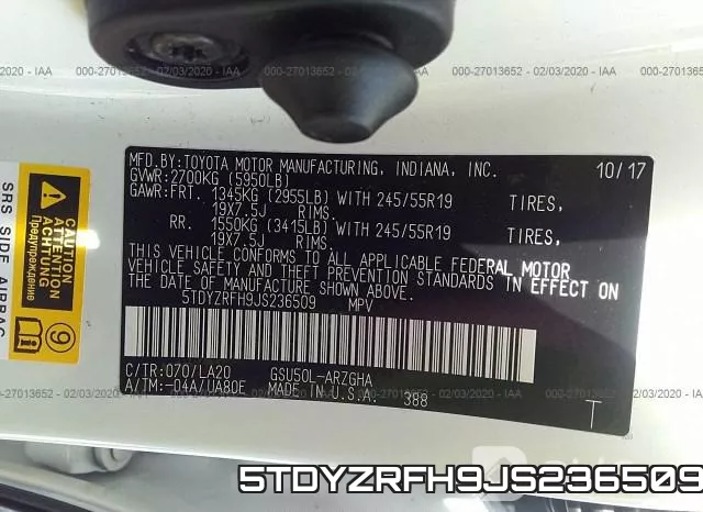 5TDYZRFH9JS236509 фото 10