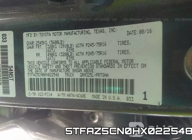 5TFAZ5CN0HX022548 фото 10
