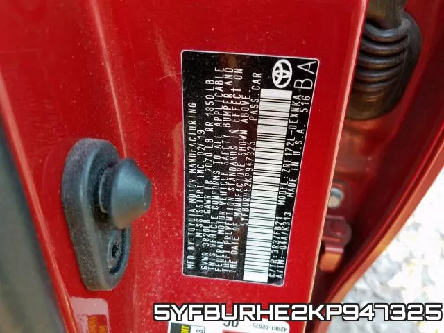 5YFBURHE2KP947325 фото 2