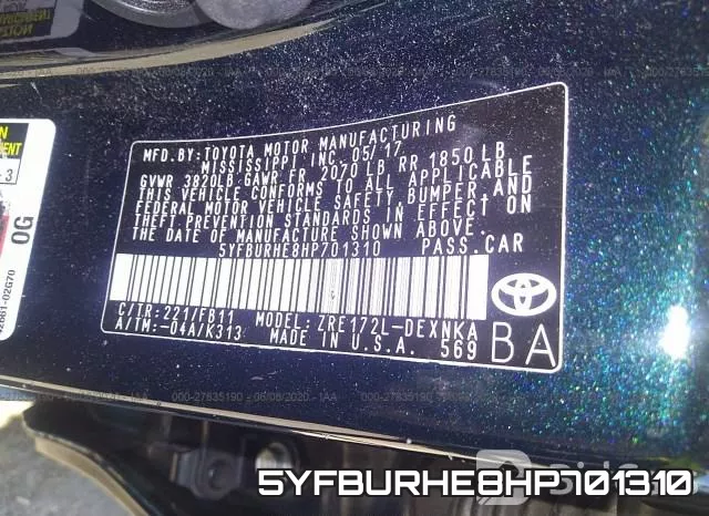 5YFBURHE8HP701310 фото 10