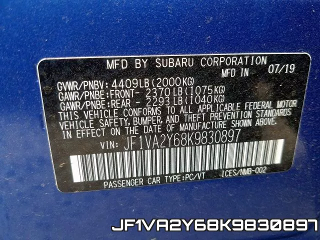 JF1VA2Y68K9830897 фото 2