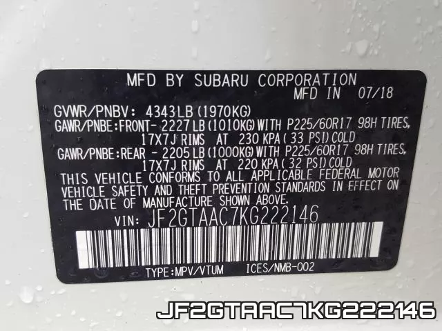 JF2GTAAC7KG222146 фото 2