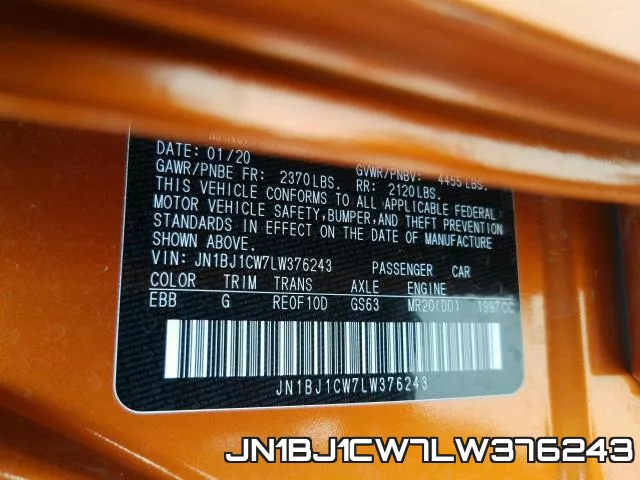 JN1BJ1CW7LW376243 фото 2