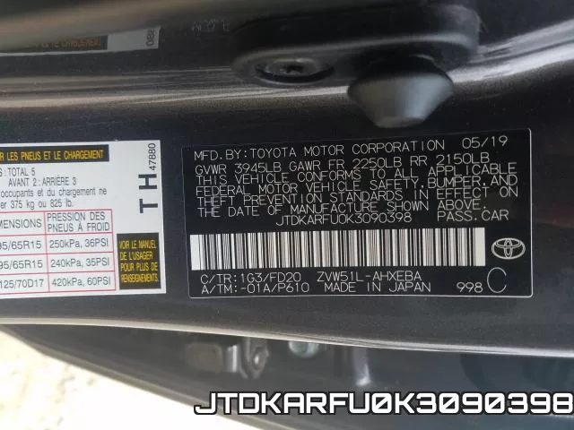 JTDKARFU0K3090398 фото 2