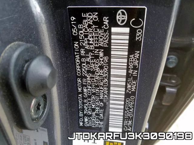 JTDKARFU3K3090198 фото 2
