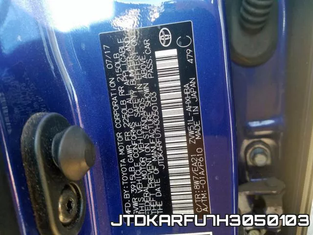 JTDKARFU7H3050103 фото 2